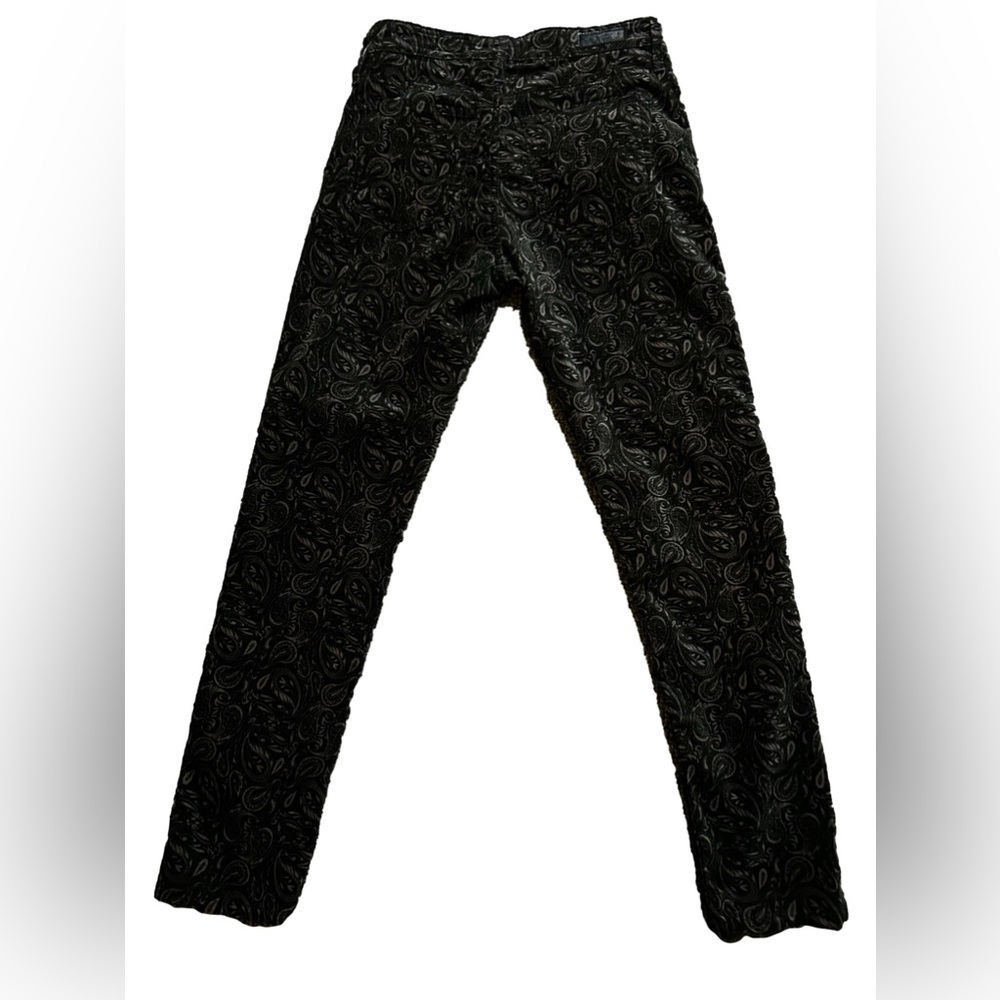 🏵AG Anthropologie Paisley Print Black Velvet The High Rise Stevie Ankle Jean 29 - Picture 2 of 5